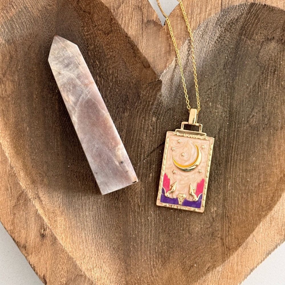 The Moon & Stars ✨Cancer ♋️ Gold and Purple Crescent Moon Pendant Necklace